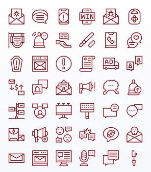 42 Icons for Message optimized in Detail Enhanced 64x64 Regular Line resolution vector