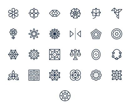25 Retina Ready Regular Line Icons optimized for Symmetry PIXEL Perfect display vector