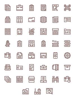 45 Retina Ready Bold Line Icons optimized for Files Display Perfect display vector