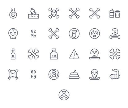 Regular Line PIXEL Perfect Icons from Toxic Set with 25 High Resolution Icons vector