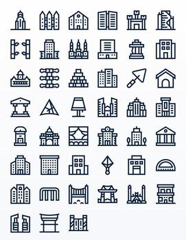 45 negrita línea monitor Perfecto íconos hecho a mano para arquitectura retina Listo aplicaciones vector