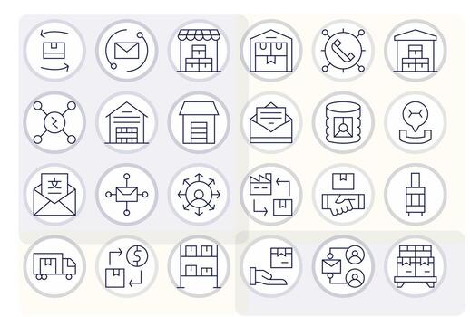 24 High Resolution Icons for Inbound in Display Perfect Thin Line Format vector
