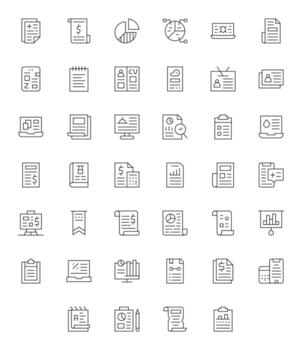 40 Thin Line Icons for Summary in crisp 256x256 Editable resolution vector