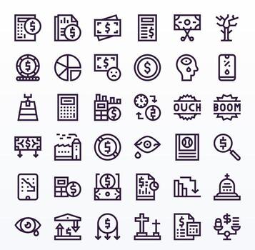Loss Comprehensive Bundle with 36 Pixel Optimized Bold Line 256x256 Icons vector