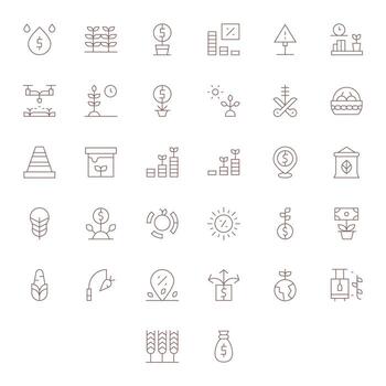Yield Professional Set with 32 Thin Line Pixel Optimized 64x64 Icons vector