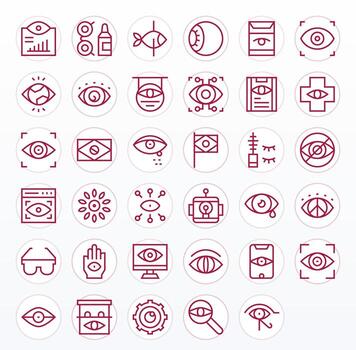 Eye Premium Bundle with 35 High Resolution Display Perfect Regular Line Icons vector