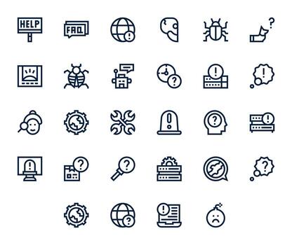 Troubleshooting Pixel Optimized Set with 28 Retina Ready Bold Line Icons vector