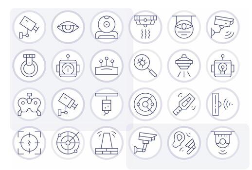 24 Editable Retina Ready Icons for Detection in elegant Thin Line design vector