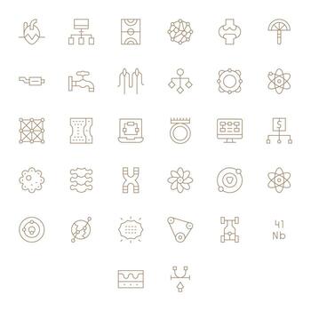 diagrama exclusivo conjunto presentando 32 Delgado línea píxel optimizado retina Listo íconos vector