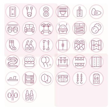 32 píxel alineado Delgado línea íconos desde doble colección vector