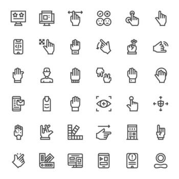 36 Grid Fitted Icons themed around Ux in 256x256 Bold Line format vector