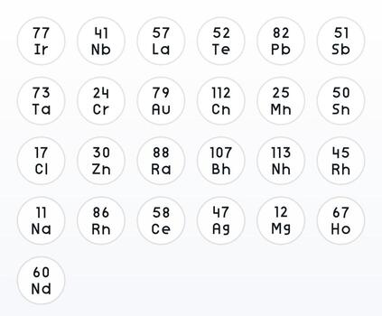 25 Regular Line Pixel Optimized Designs for Periodic Table Element Retina Ready Icons vector