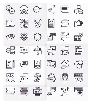 realimentación prima haz con 42 retina Listo monitor Perfecto regular línea íconos vector