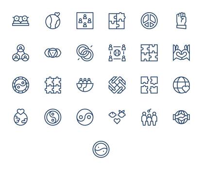 unidad diseño íconos presentando 25 cuadrícula equipado regular línea estilo vector