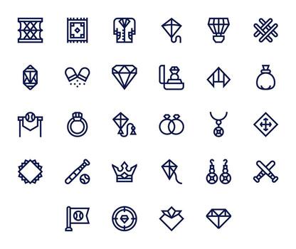 Bold Line Grid Fitted Icons from Diamond Set with 28 High Resolution Icons vector