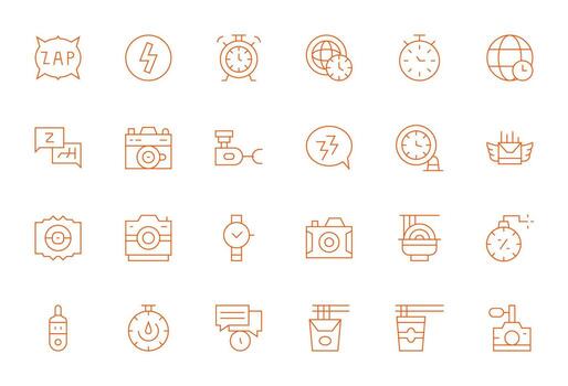 24 Delgado línea íconos desde instante en alto resolución editable calidad vector