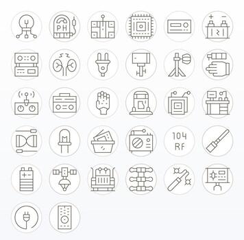 32 128x128 Display Perfect Icons for Electronics in Thin Line Theme vector