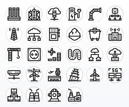 28 128x128 Bold Line Icons for Infrastructure with Pixel Optimized precision vector
