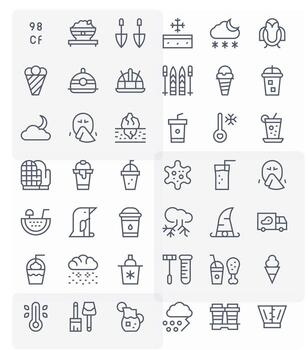 Cold Design Icons featuring 42 Pixel Optimized Regular Line Style vector