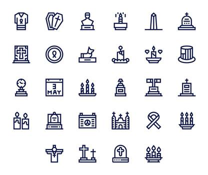 28 Icons for Memorial optimized in PIXEL Perfect High Resolution Bold Line resolution vector