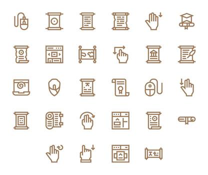 negrita línea estilo Desplazarse íconos con 28 alto resolución píxel alineado diseños vector