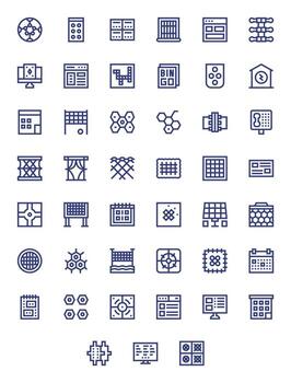 45 negrita línea píxel optimizado íconos hecho a mano para cuadrícula retina Listo aplicaciones vector