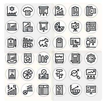 36 negrita línea píxel optimizado íconos hecho a mano para gráfico alto resolución aplicaciones vector