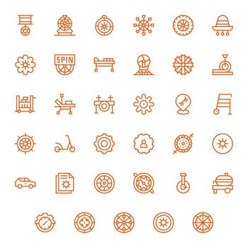 35 256x256 Regular Line Icons optimized for Wheel Pixel Optimized display vector