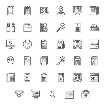 35 Pixel Optimized Icons themed around Information in 128x128 Regular Line format vector