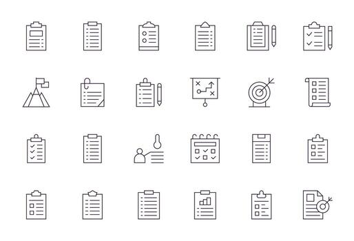Goals Icon Library with 24 Thin Line High Resolution Pixel Aligned Designs vector