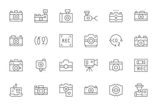 24 Editable Thin Line Icons designed for Capture Interface vector