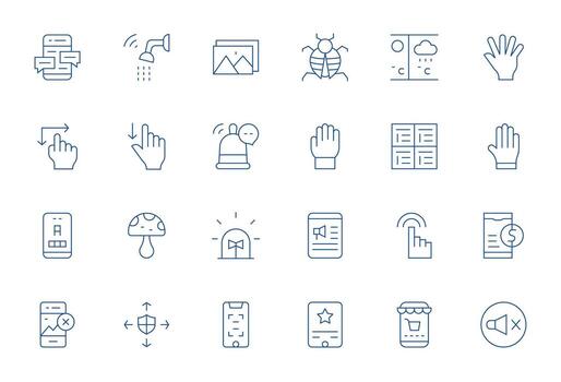 App Icon Arsenal with 24 High Resolution Thin Line Grid Fitted designs vector