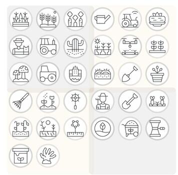 32 Thin Line Editable Icons crafted for Soil 256x256 applications vector