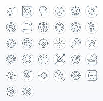 Aim Professional Set with 32 Thin Line Display Perfect 256x256 Icons vector
