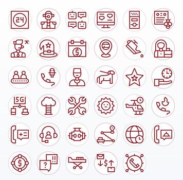 Regular Line Display Perfect Icons from Service Set with 35 64x64 Icons vector