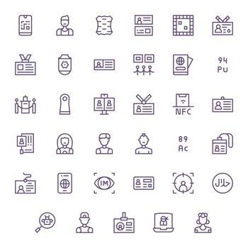 35 128x128 regular línea íconos optimizado para identificación píxel Perfecto monitor vector