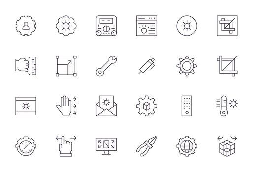 24 Adjust Pixel Aligned Icons in High Resolution Thin Line Aesthetic vector