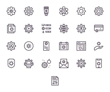 configurar profesional conjunto con 25 regular línea monitor Perfecto alto resolución íconos vector