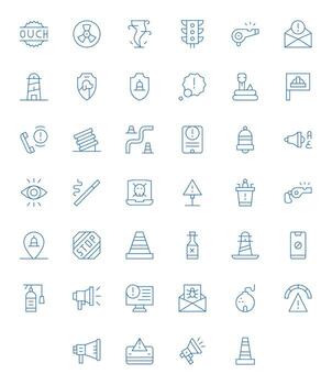 Thin Line Pixel Optimized Icons from Warning Set with 40 128x128 Icons vector