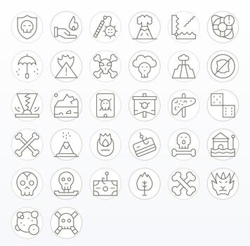 32 Editable Icons themed around Risk in 128x128 Thin Line format vector