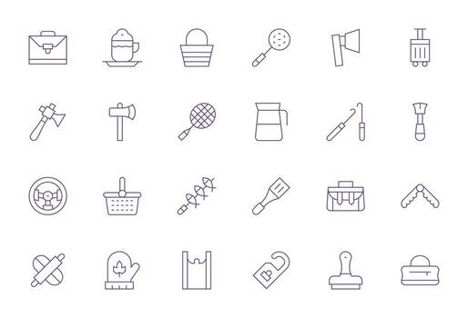 Handle Icon Toolkit featuring 24 Editable High Resolution Thin Line elements vector