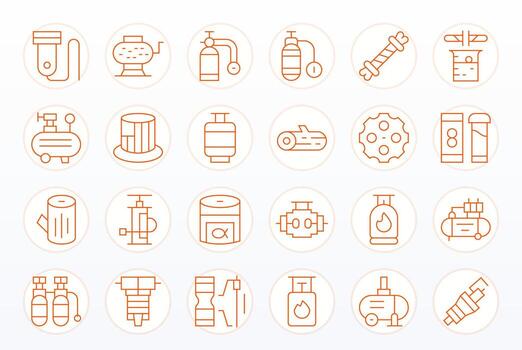 24 Icons for Cylinder optimized in Pixel Aligned 128x128 Thin Line resolution vector