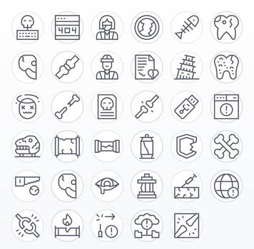 roto esencial conjunto incluso 35 píxel optimizado regular línea 256x256 íconos vector