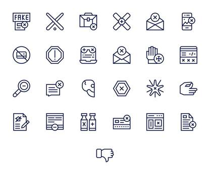 25 Regular Line Icons from Reject in High Resolution Detail Enhanced Quality vector