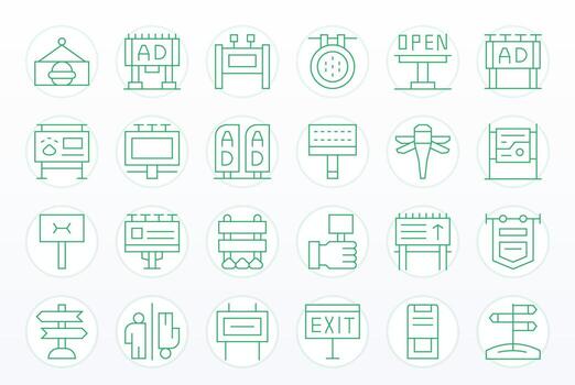 24 Icons for Signage optimized in Display Perfect Retina Ready Thin Line resolution vector