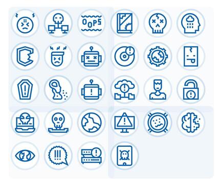 System Failure Ultimate Package with 28 256x256 Bold Line Display Perfect Icons vector