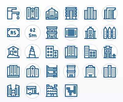 28 128x128 Icons for Housing in Pixel Optimized Bold Line Format vector