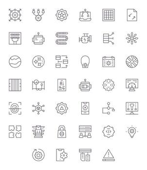 System Icon Library with 40 Thin Line 128x128 Pixel Optimized Designs vector