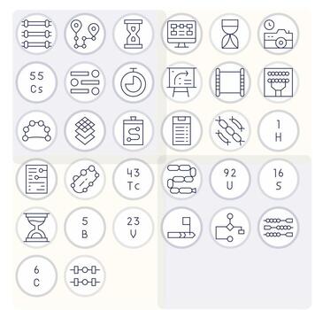 Sequence Complete Package with 32 Retina Ready Thin Line PIXEL Perfect Icons vector