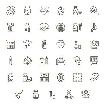 35 Editable Regular Line Icons designed for Health Interface vector